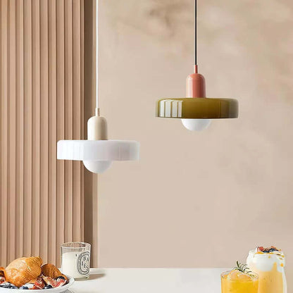 Bauhaus Style Stained Glass Pendant Light - 18/22/25/35CM - G9 - White/Orange/Green