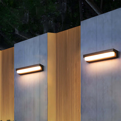 Solar LED Outdoor Wall Light, Black, Modern Waterproof Wall Sconce, 17/32CM