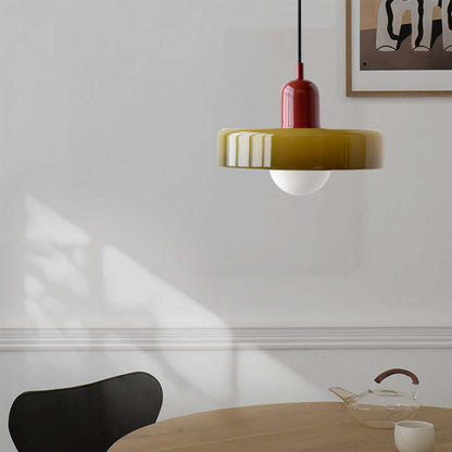 Bauhaus Style Stained Glass Pendant Light - 18/22/25/35CM - G9 - White/Orange/Green