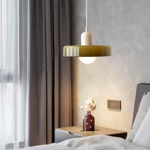 Bauhaus Style Stained Glass Pendant Light - 18/22/25/35CM - G9 - White/Orange/Green