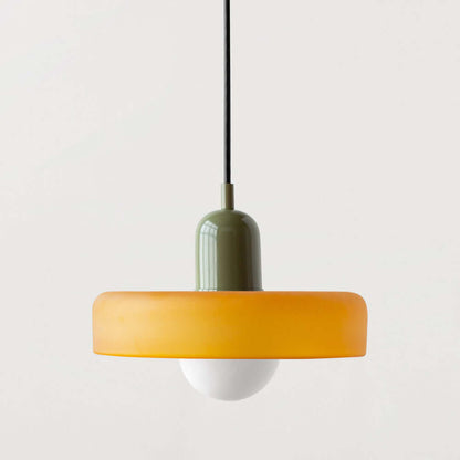 Bauhaus Style Stained Glass Pendant Light - 18/22/25/35CM - G9 - White/Orange/Green