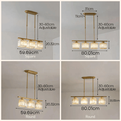 Nordic Multi-Head Designer Long Glass Island Lamp - Modern Chandelier Lighting