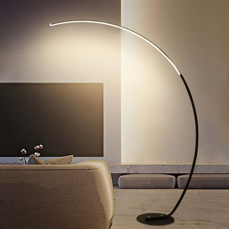 Ardorus Large Curved LED Floor Lamp - Modern Minimalist Design - Matt Black