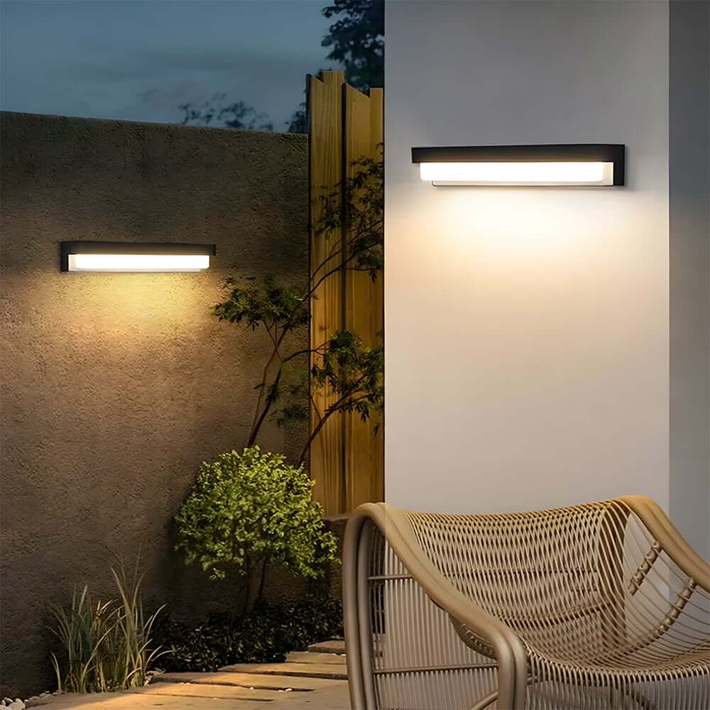 Solar LED Outdoor Wall Light, Black, Modern Waterproof Wall Sconce, 17/32CM