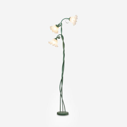 Calla Lily Flower Floor Lamp - Elegant Green Matte Finish with Delicate White Flowers