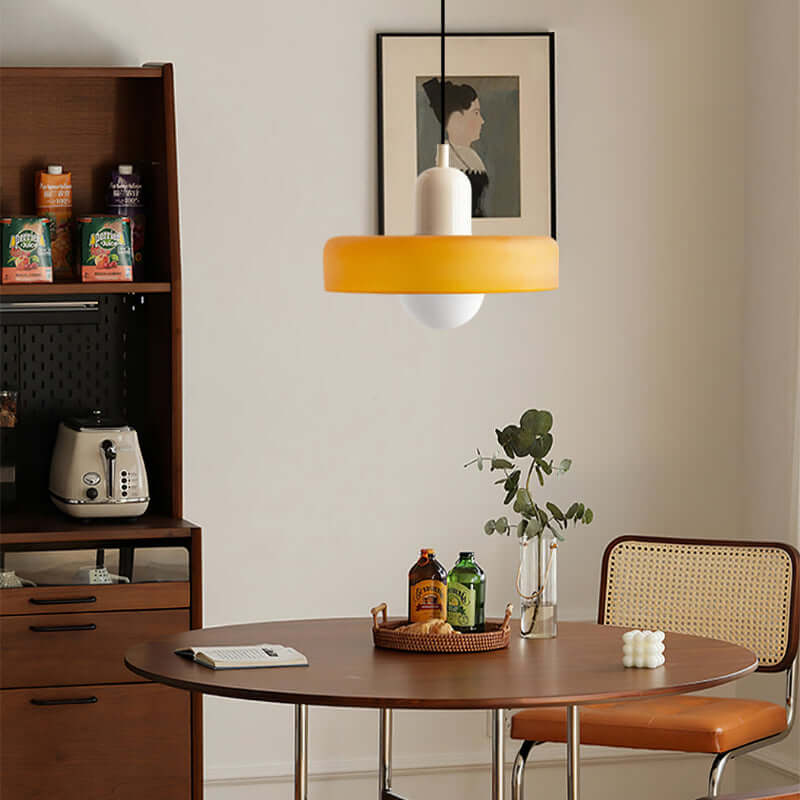 Bauhaus Style Stained Glass Pendant Light - 18/22/25/35CM - G9 - White/Orange/Green