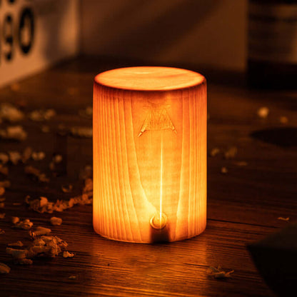 GloedHout Touch Control LED Table Lamp - Rechargeable Battery Powered Lamp for Bedroom, Office - Wooden & Metal Design