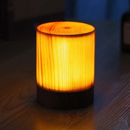 GloedHout Touch Control LED Table Lamp - Rechargeable Battery Powered Lamp for Bedroom, Office - Wooden & Metal Design