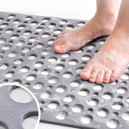 Luxury Anti-Slip Shower Mat, Mold-Resistant Bath Mat with Strong Suction Cups, Quick-Drainage, 70x38cm