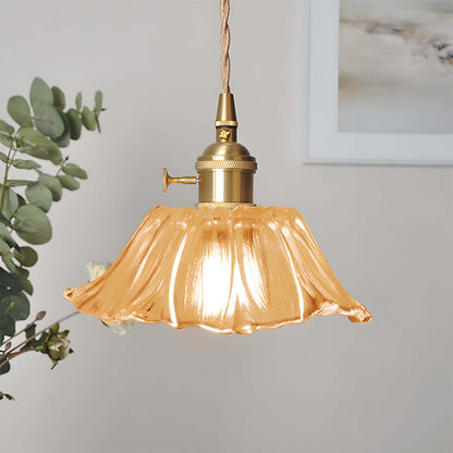 Retro Flower Glass Pendant Light for Dining Room