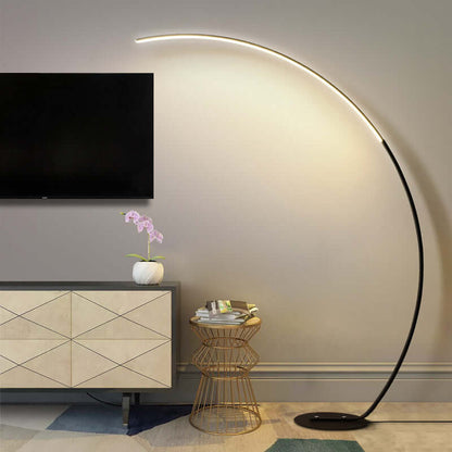 Ardorus Large Curved LED Floor Lamp - Modern Minimalist Design - Matt Black