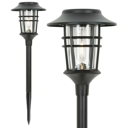 Solar Garden Lamps Torch Lights Outdoor 6-Pack - Black Aluminum & Plastic - 10 Lumens - 59cm H x 16cm W