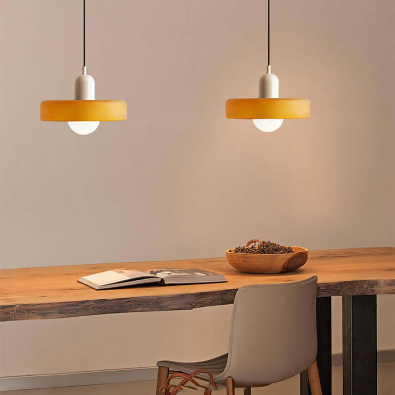Bauhaus Style Stained Glass Pendant Light - 18/22/25/35CM - G9 - White/Orange/Green