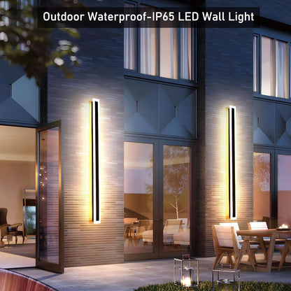 IP65 Modern Minimalist LED Outdoor Wall Light, Black Acrylic, Weatherproof