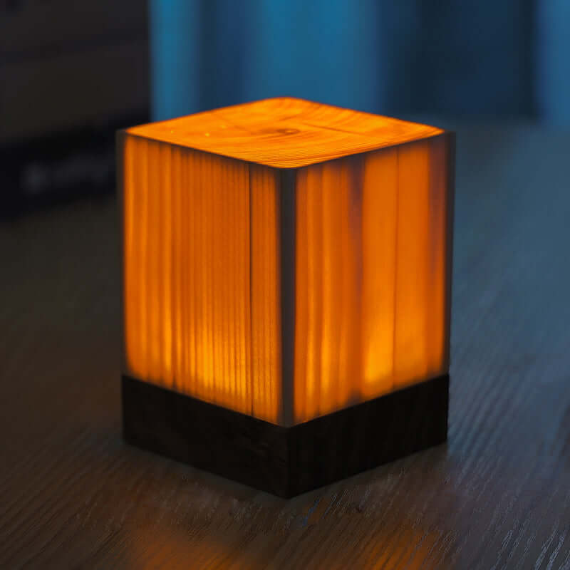 GloedHout Touch Control LED Table Lamp - Rechargeable Battery Powered Lamp for Bedroom, Office - Wooden & Metal Design