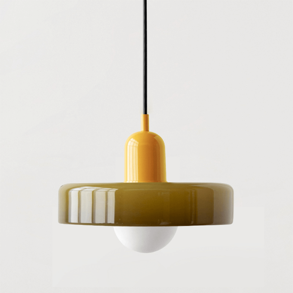Bauhaus Style Stained Glass Pendant Light - 18/22/25/35CM - G9 - White/Orange/Green