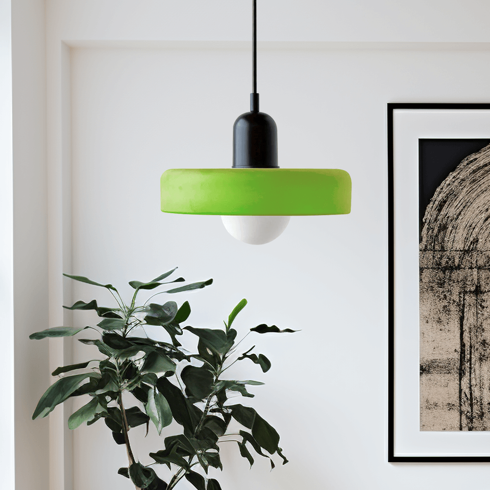 Bauhaus Style Stained Glass Pendant Light - 18/22/25/35CM - G9 - White/Orange/Green