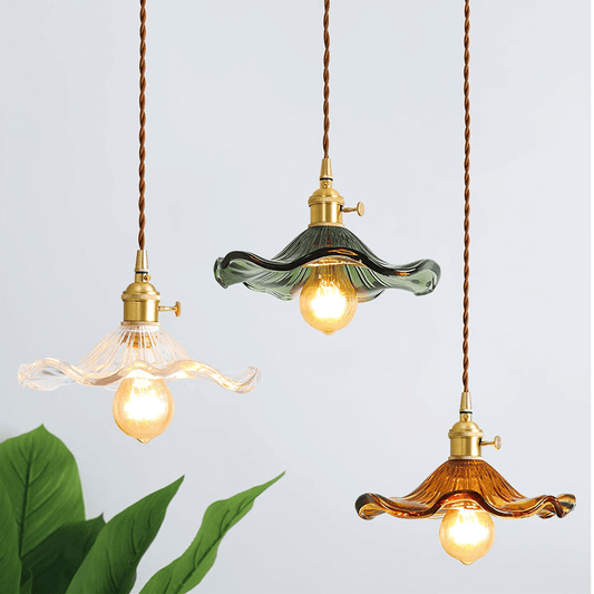Hibiscus Flower Glass LED Pendant Light - Elegant Hanging Lamp