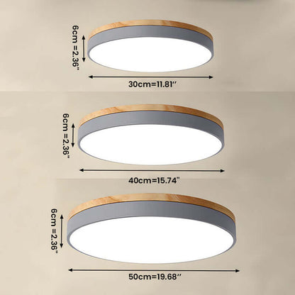 Wooden Round Flush Mount Ceiling Light Fixture for Living Room, Hallway, Bedroom