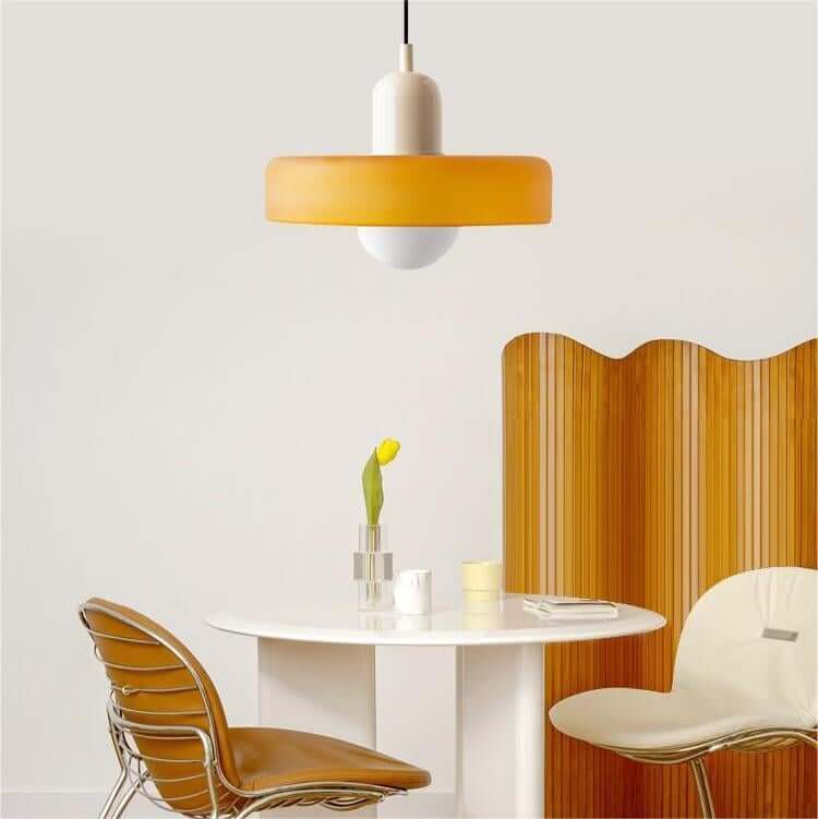Bauhaus Style Stained Glass Pendant Light - 18/22/25/35CM - G9 - White/Orange/Green
