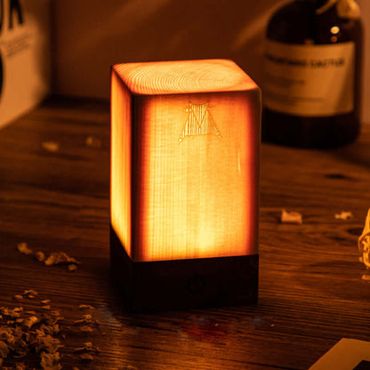GloedHout Touch Control LED Table Lamp - Rechargeable Battery Powered Lamp for Bedroom, Office - Wooden & Metal Design